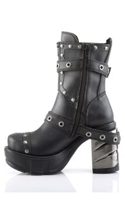 Demonia SINISTER-201 Black Vegan Leather Steampunk Boots Shoes