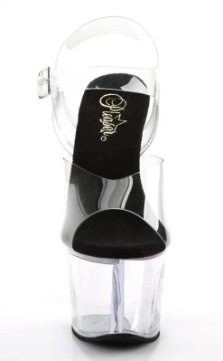 Pleaser SKY-308 Clr-Blk/Clr Heels