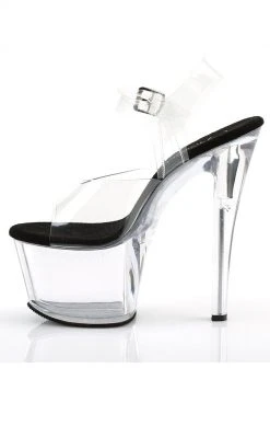 Pleaser SKY-308 Clr-Blk/Clr Heels