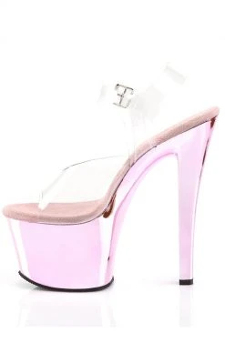 Pleaser SKY-308 Clr/B. Pink Chrome Heels