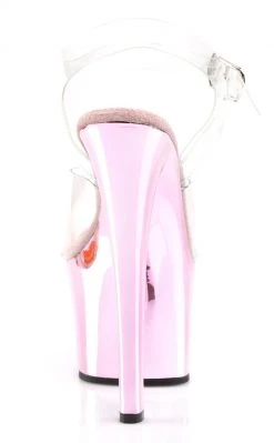 Pleaser SKY-308 Clr/B. Pink Chrome Heels