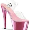 Pleaser SKY-308 Clr/B. Pink Chrome Heels