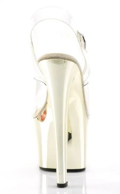 Pleaser Pole Shoes SKY-308 Clr/Gold Chrome Heels