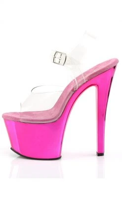 Pleaser SKY-308 Clr/H. Pink Chrome Heels Pole Shoes