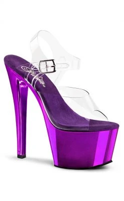 Pleaser SKY-308 Clr/Purple Chrome Heels Pole Shoes