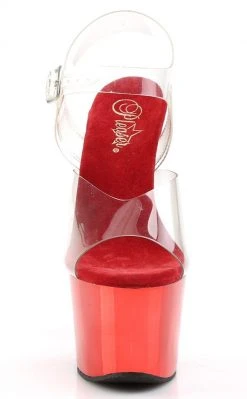 Pleaser SKY-308 Clr/Red Chrome Heels