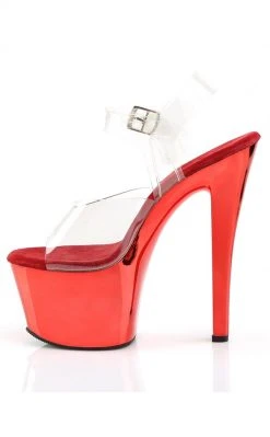 Pleaser SKY-308 Clr/Red Chrome Heels