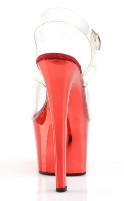 Pleaser SKY-308 Clr/Red Chrome Heels