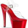 Pleaser SKY-308 Clr/Red Chrome Heels