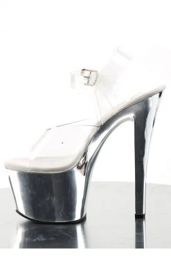 Pleaser SKY-308 Clr/Slv Chrome Heels Pole Shoes