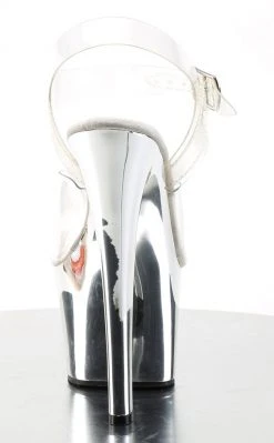 Pleaser SKY-308 Clr/Slv Chrome Heels Pole Shoes