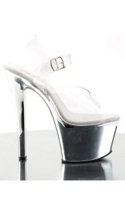 Pleaser SKY-308 Clr/Slv Chrome Heels Pole Shoes