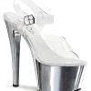 Pleaser SKY-308 Clr/Slv Chrome Heels Pole Shoes