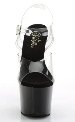 Pleaser SKY-308CRS Clr/Blk-Slv AB RSTN Heels