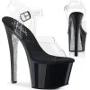 Pleaser SKY-308CRS Clr/Blk-Slv AB RSTN Heels