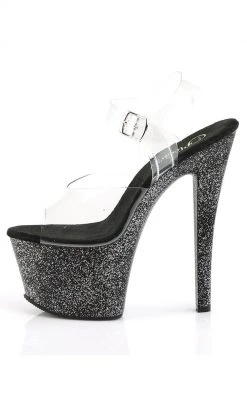 Pleaser SKY-308MG Clear/Black Heels Pole Shoes