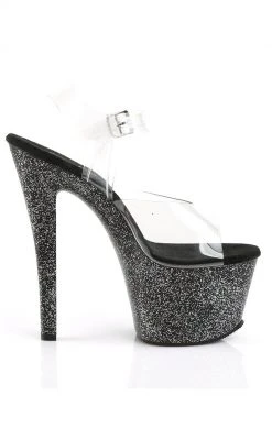 Pleaser SKY-308MG Clear/Black Heels Pole Shoes