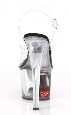 Pleaser SKY-308WHG Clr/Black/Red Glitter Pole Shoes