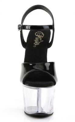 Pleaser SKY-309 Blk Pat/Clr Heels Pole Shoes