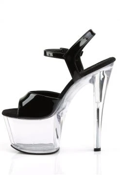 Pleaser SKY-309 Blk Pat/Clr Heels Pole Shoes