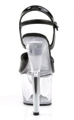 Pleaser SKY-309 Blk Pat/Clr Heels Pole Shoes