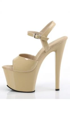 Pleaser Pole Shoes SKY-309 Cream Pat/Cream Heels