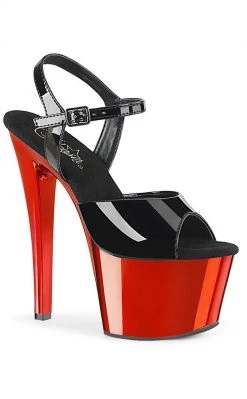 Pleaser SKY-309 Red Chrome Heels Pole Shoes