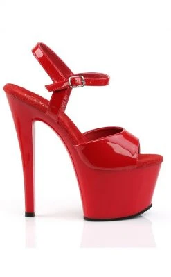 Pleaser Pole Shoes SKY-309 Red Pat/Red Heels