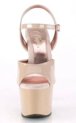 Pleaser Pole Shoes SKY-309TT Nude Patent & Rose Gold Chrome Heels
