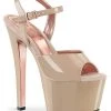 Pleaser Pole Shoes SKY-309TT Nude Patent & Rose Gold Chrome Heels