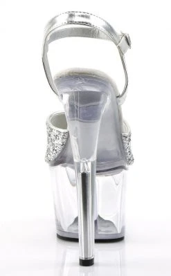 Pleaser SKY-310 Slv Gltr/Clr Heels Pole Shoes
