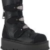 Demonia SLACKER-101 Black Vegan Leather & Canvas Platform Ankle Boots Platform Shoes