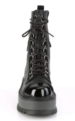 Demonia Shoes SLACKER-150 Black Vegan Leather Platform Boots