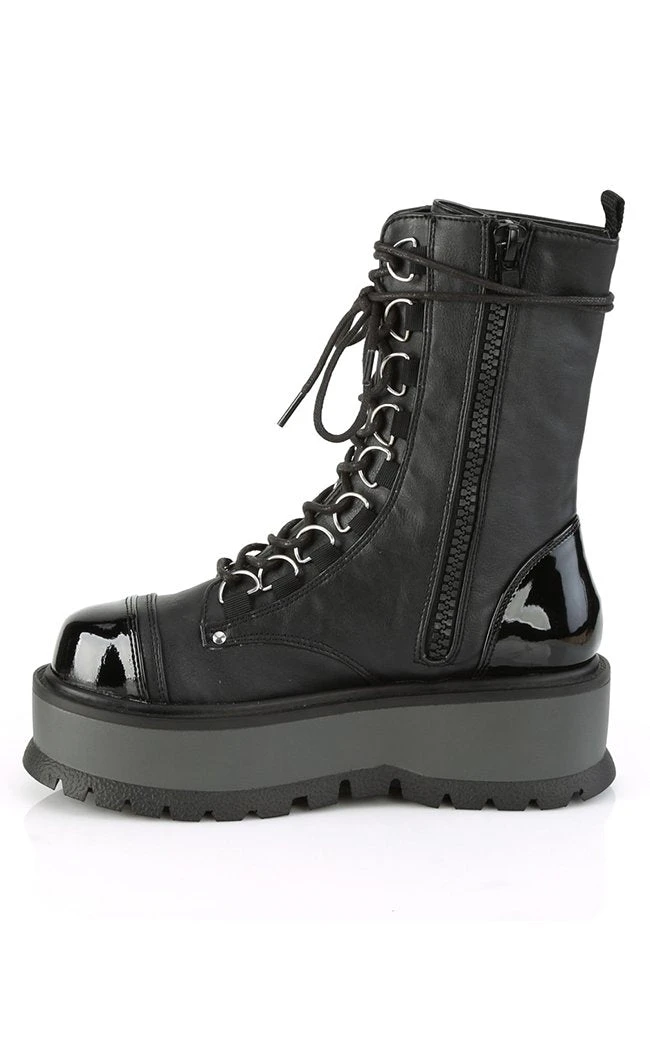 Demonia Shoes SLACKER-150 Black Vegan Leather Platform Boots 5 Demonia Shoes SLACKER-150 Black Vegan Leather Platform Boots