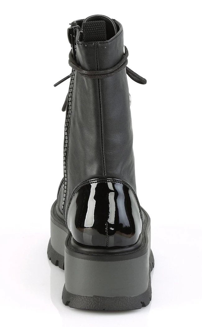 Demonia Shoes SLACKER-150 Black Vegan Leather Platform Boots 6 Demonia Shoes SLACKER-150 Black Vegan Leather Platform Boots