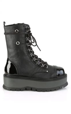 Demonia Shoes SLACKER-150 Black Vegan Leather Platform Boots 11 Demonia Shoes SLACKER-150 Black Vegan Leather Platform Boots