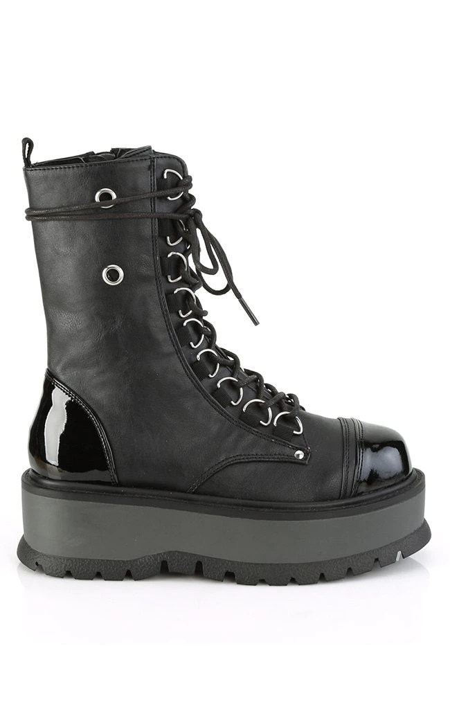Demonia Shoes SLACKER-150 Black Vegan Leather Platform Boots 7 Demonia Shoes SLACKER-150 Black Vegan Leather Platform Boots