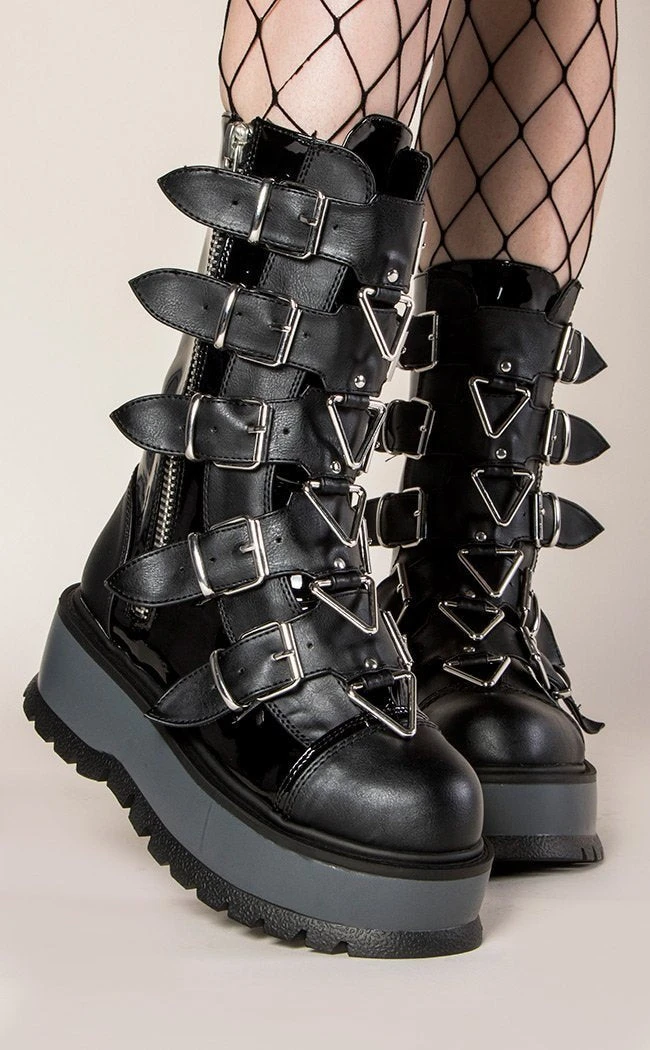 Demonia SLACKER-160 Black Vegan Leather Platform Boots (Au Stock) 3 Demonia SLACKER-160 Black Vegan Leather Platform Boots (Au Stock)
