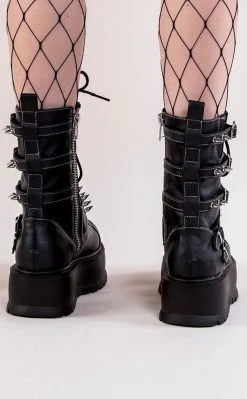 Demonia SLACKER-165 Black Vegan Leather Platform Boots