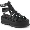 Demonia SLACKER-18 Black Matte Gladiator Sandals Shoes