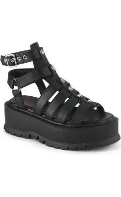 Demonia SLACKER-18 Black Matte Gladiator Sandals Shoes