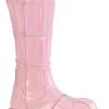 Demonia SLACKER-230 Baby Pink Holographic Knee High Platform Boots