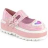 Demonia SLACKER-25 Baby Pink Holo Mary Janes Shoes