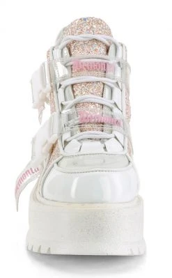 Demonia SLACKER-50 White Holo/Multi Glitter Ankle Boots