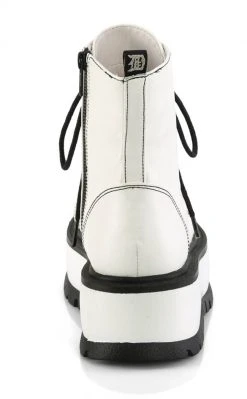 Demonia Platform Shoes SLACKER-55 White Vegan Ankle Boots