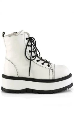 Demonia Platform Shoes SLACKER-55 White Vegan Ankle Boots