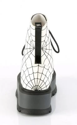 Demonia SLACKER-88 Glow Spiderweb Platform Ankle Boots