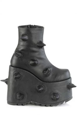Demonia SLAY-77 Black Matte Spike Platform Boots Shoes