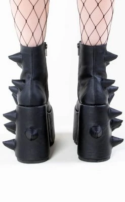 Demonia SLAY-77 Black Matte Spike Platform Boots Shoes