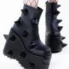 Demonia SLAY-77 Black Matte Spike Platform Boots Shoes